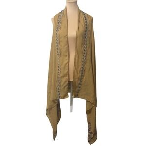 Womens Embroidered  Vest Shawl Kimono Cardigan Western Casual‎ Boho One Size